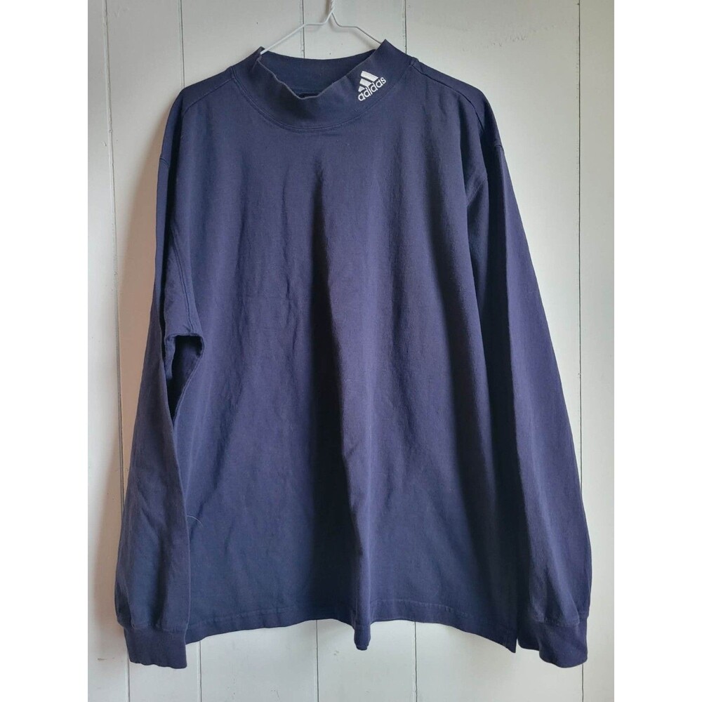 Vintage 90's Adidas Blue Long Sleeve Turtleneck Shirt Men's 2XL